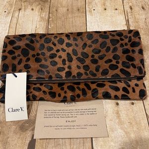 Clare V Leopard Clutch